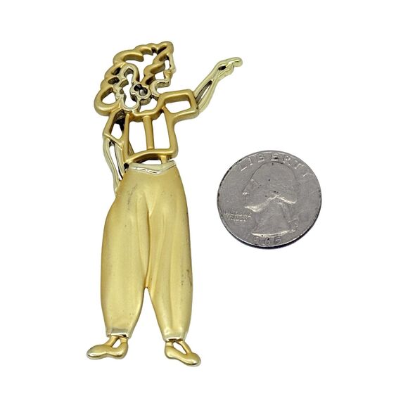90's Vintage Gold Tone Figural Woman Brooch Pin 3.25” Elegant Statement Jewelry - Picture 8 of 9